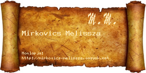 Mirkovics Melissza névjegykártya